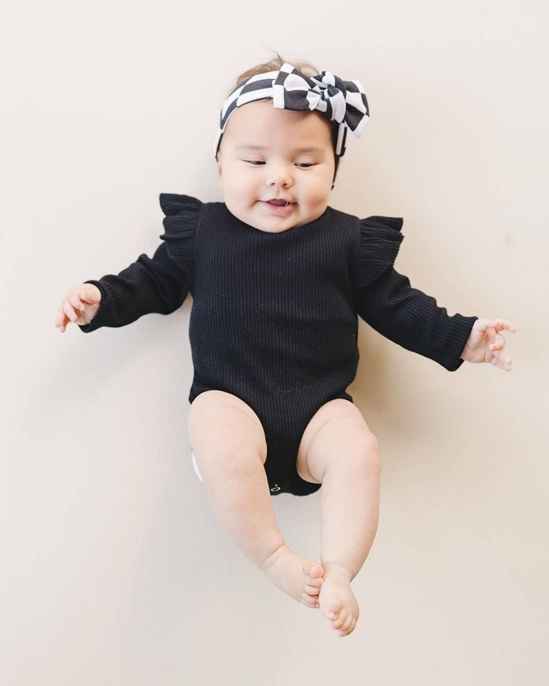 Flutter Sleeve Baby Bodysuit | Black