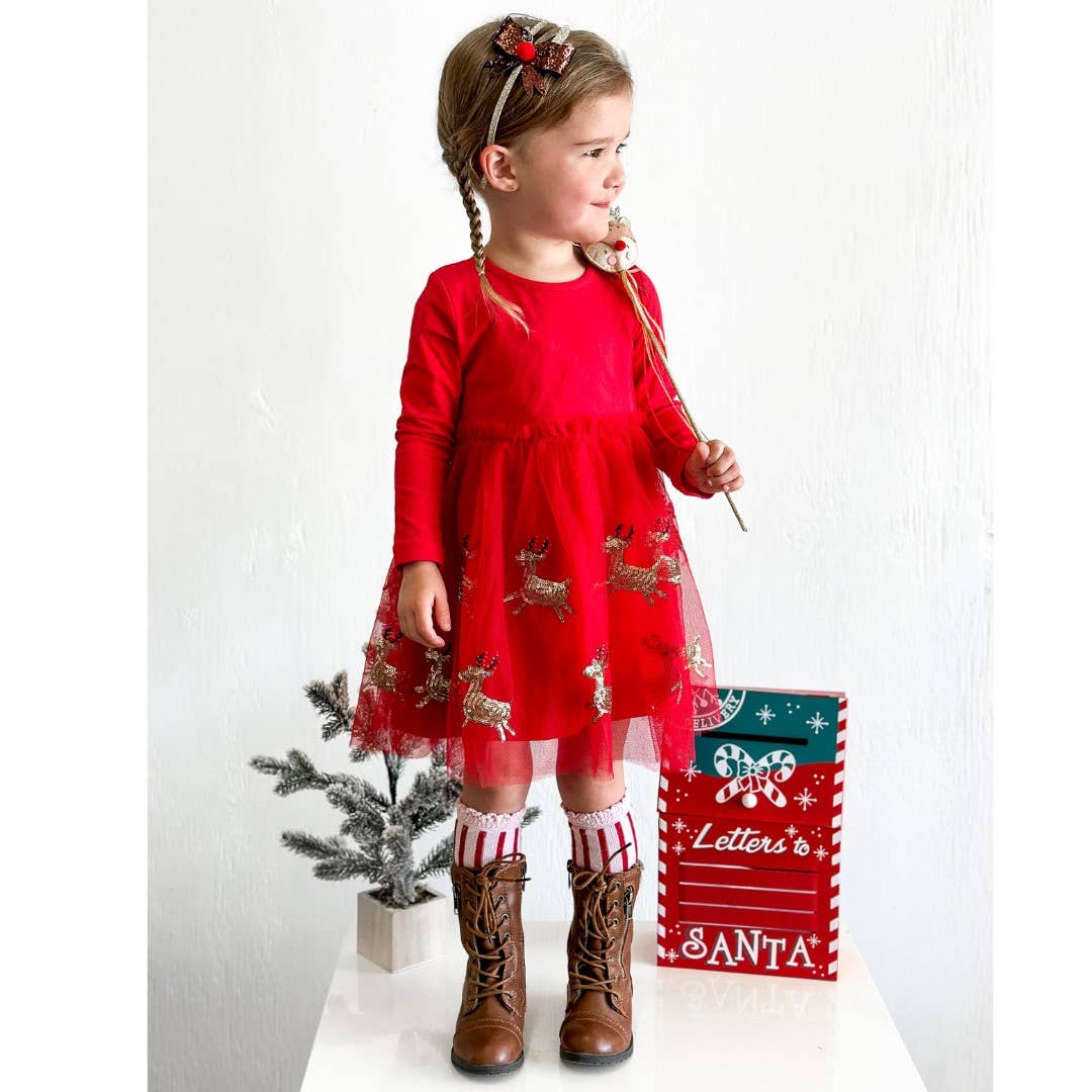 Reindeer Sequin Christmas Tutu Dress