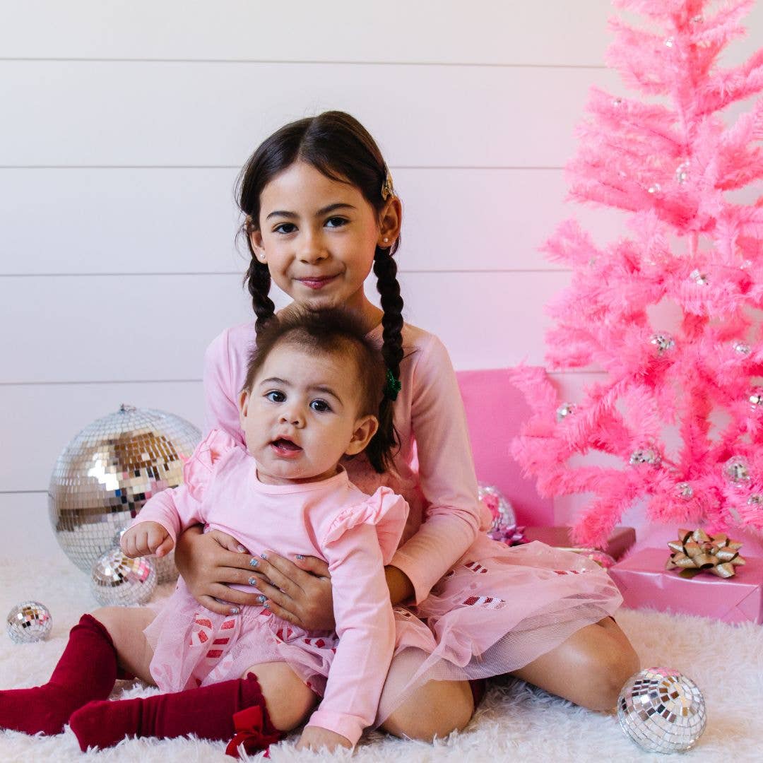 Candy Cane Christmas Long Sleeve Tutu Dress