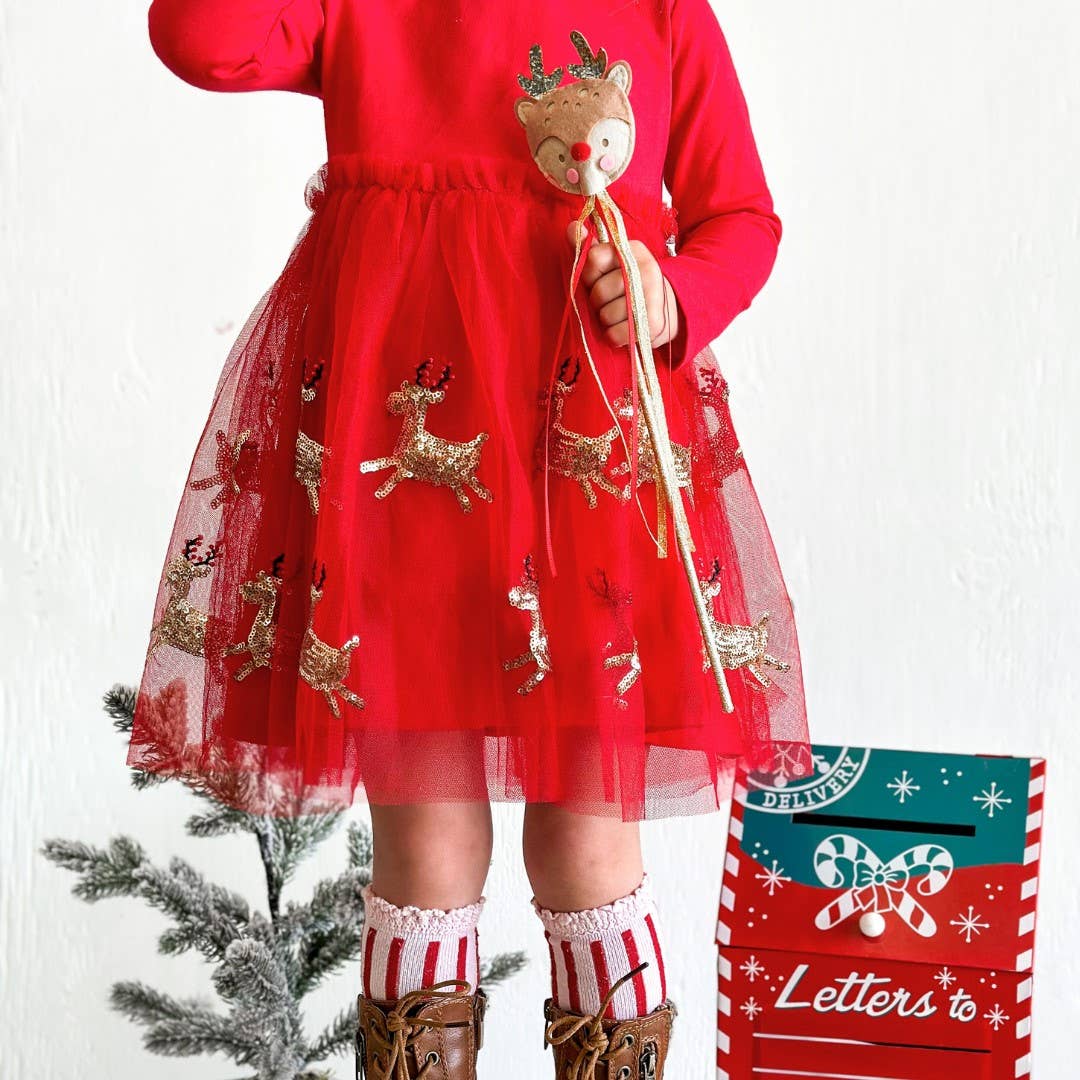 Reindeer Sequin Christmas Tutu Dress