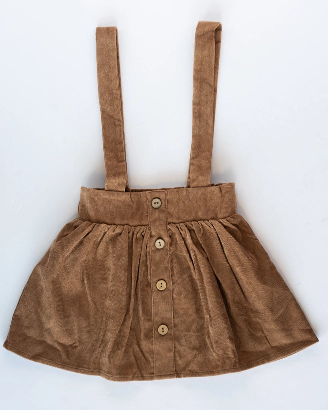 Fallon Corduroy Suspender Skirt - Praline