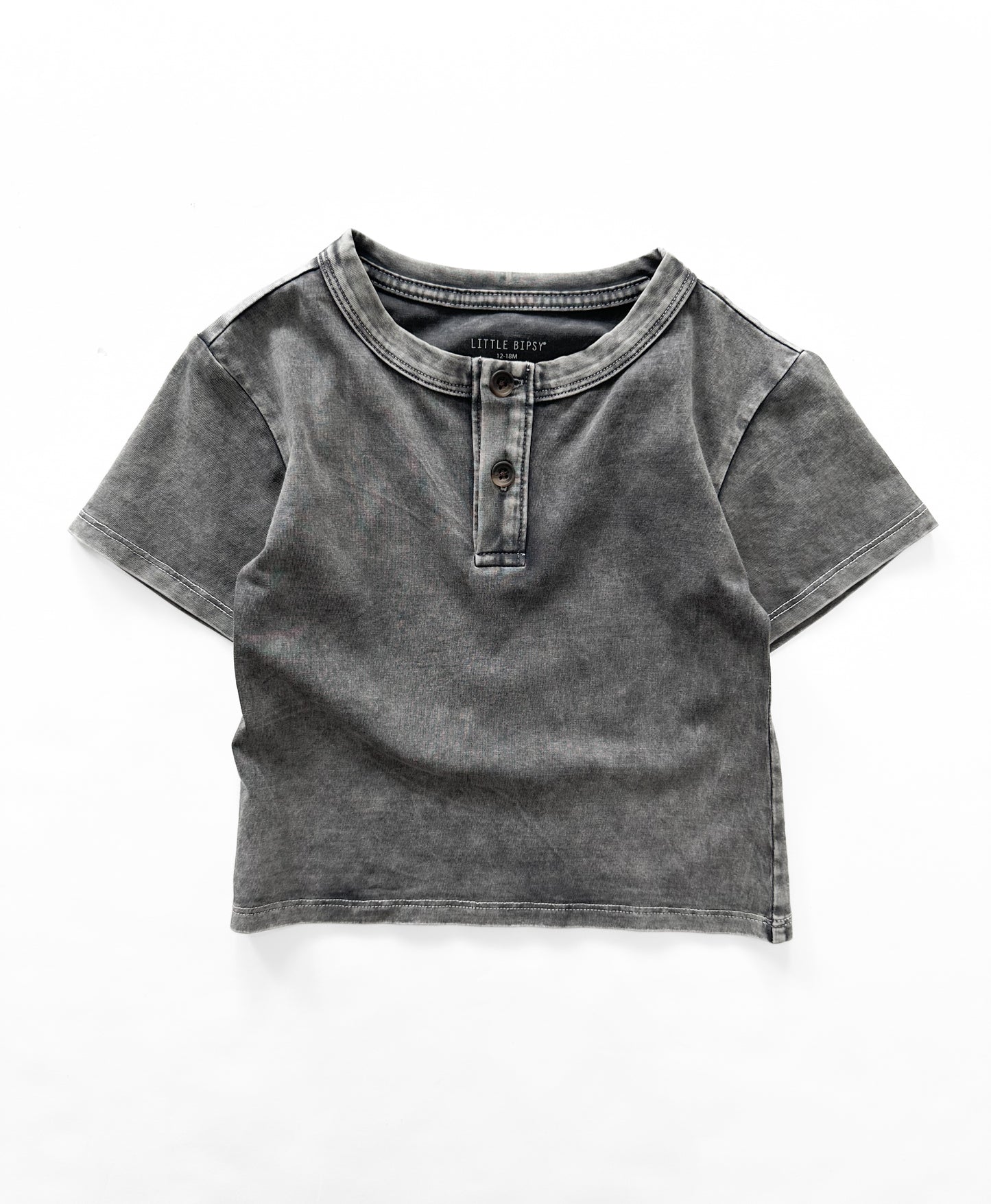 Jersey Henley Tee- Grey Wash