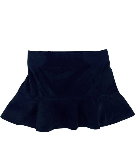 Polly Ruffle Hem Skirt - Black Suede