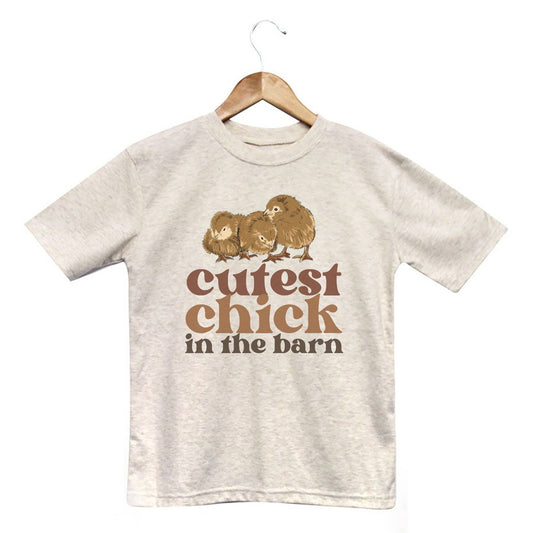 "Cutest Chick in the barn" Beige Short Sleeve Tee