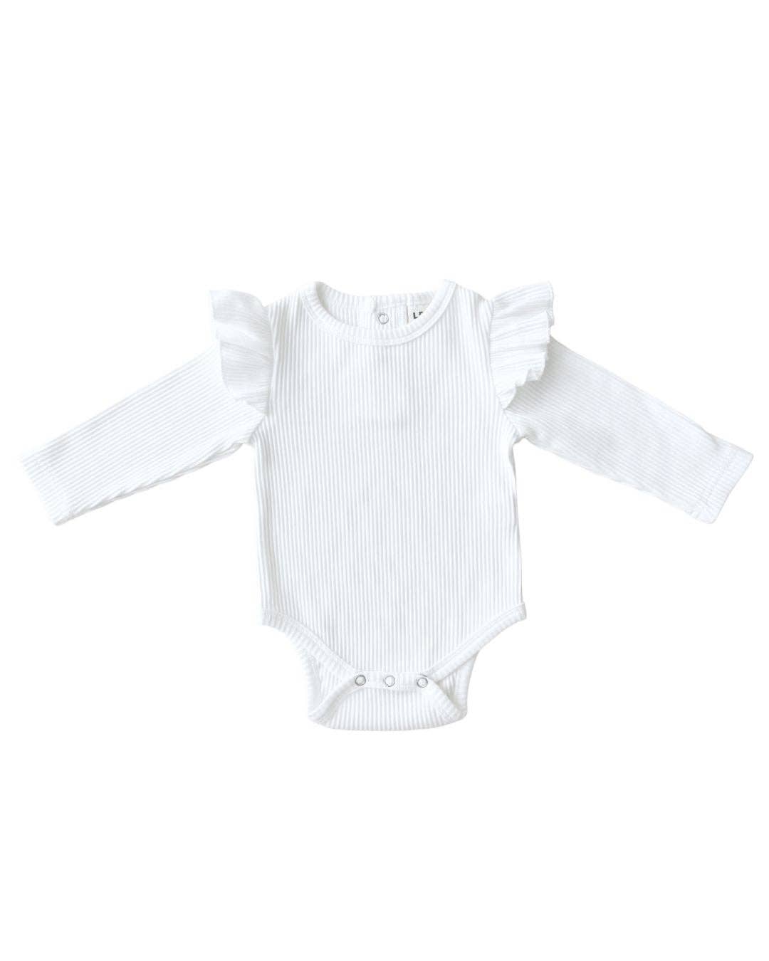 Flutter Sleeve Baby Bodysuit | White