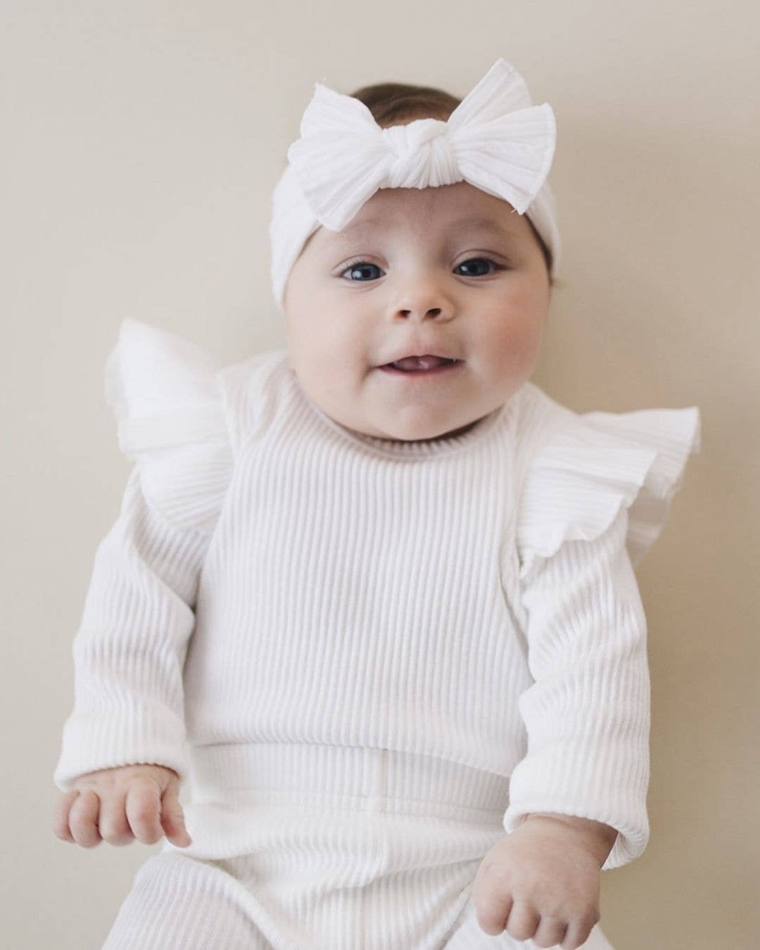 Flutter Sleeve Baby Bodysuit | White