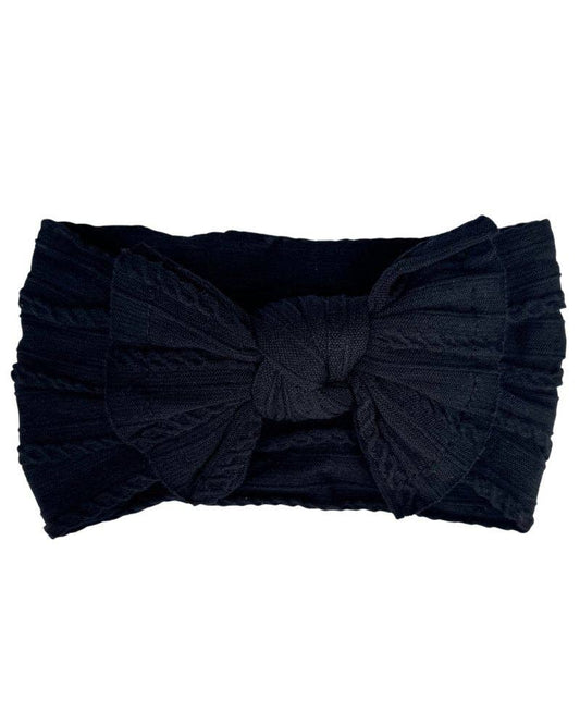 Solid Knit Nylon Headband - Black