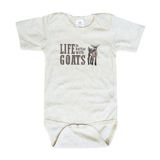 GOAT Baby Outfit "Life is better with Goats" Beige Onesie