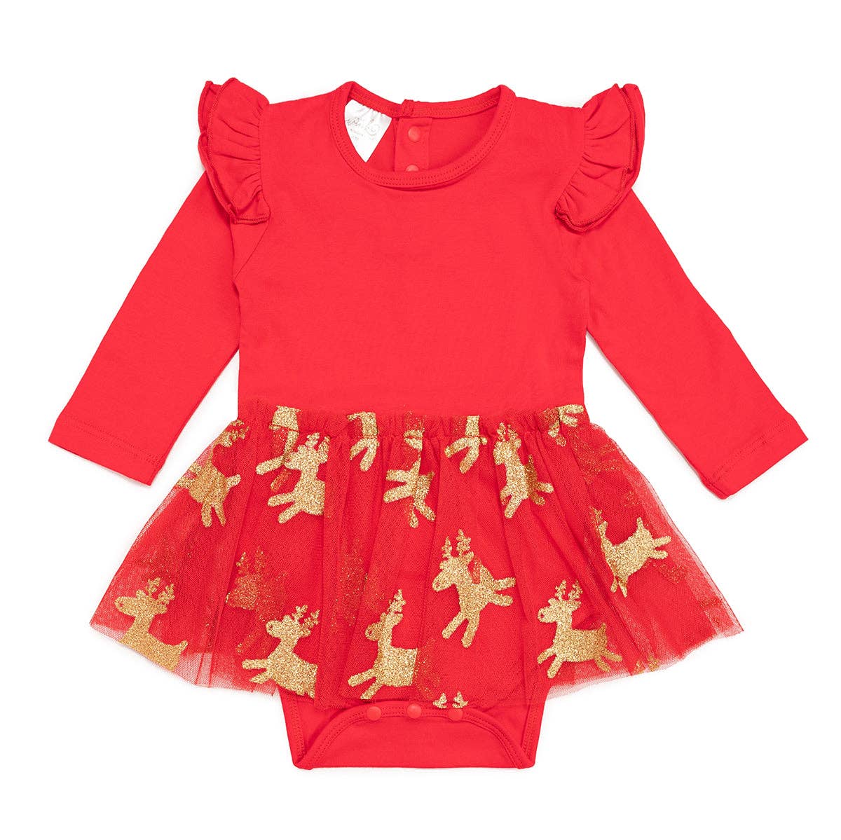 Reindeer Christmas Long Sleeve Tutu Bodysuit