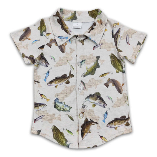 Fish short sleeve button up shirt