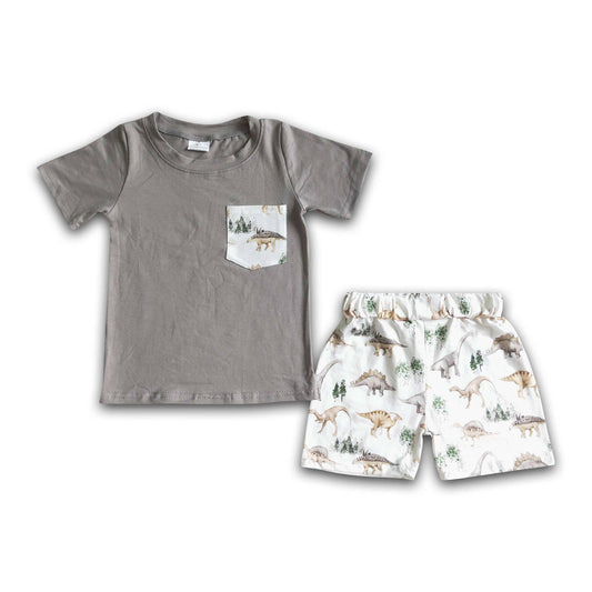 Gray Dinosaur Shorts Outfit