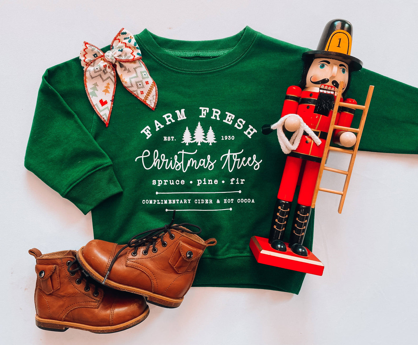 Farm Fresh Christmas Trees Crewneck - Forest Green