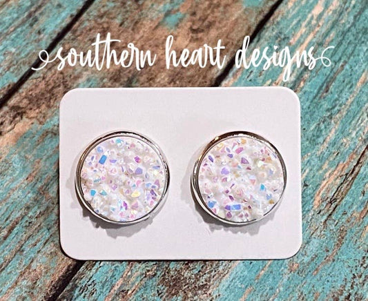 White Stud Earrings