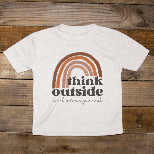 "think outside no box required" tee